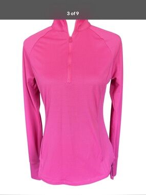 Tommy Bahama Racquet and Paddle bright pink 1/4 Zip Performance Top. Like new. S
